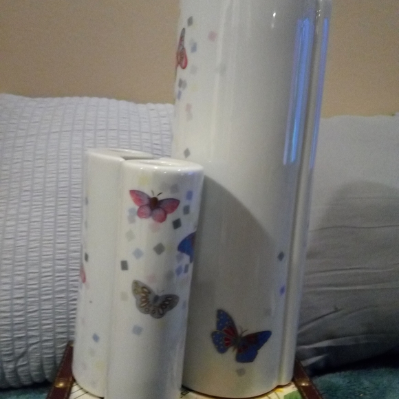 9) papillon butterfly vase and candlesticks - Picture 1 of 11